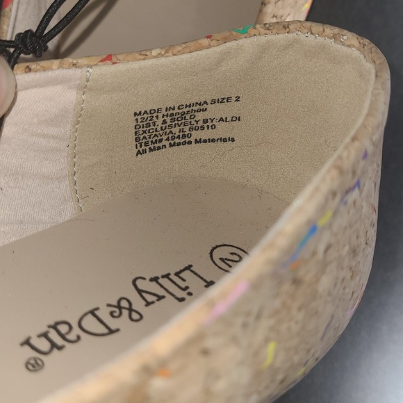 Lily & Dan GIRLS size 2 Ballet Flats Multi-color Cork and Confetti Shoes - Picture 6 of 6